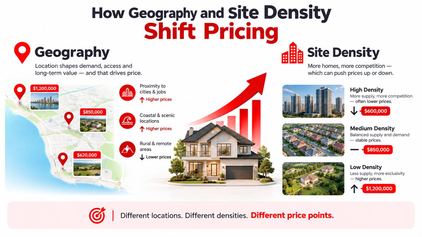 Mobile Security Patrol Cost: 5 Smart Tips 1 An infographic illustrating how real estate pricing is influenced by geographical location and housing site density.